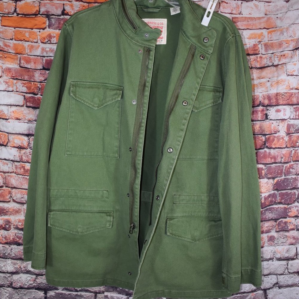 Levi's Medium Military Field Jacket Hidden Hood Army Green Parka - Picture 11 of 12